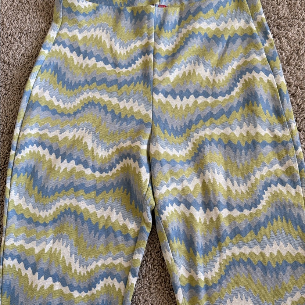 Urban Outfitters Zigzag Knit Patterned Stretchy Pants - Blue, Green, White
